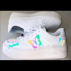 White low top Air Force 1s